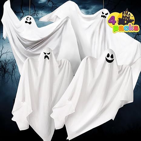 Halloween Hanging Ghosts(4 Pack) two in 35.5” and two in 27.5” for Halloween Party Decoration... | Amazon (US)