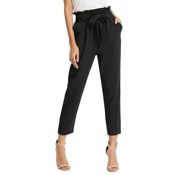 GRACE KARIN Women's Work Business Black Bodycon Long Pants with Belt - Walmart.com | Walmart (US)