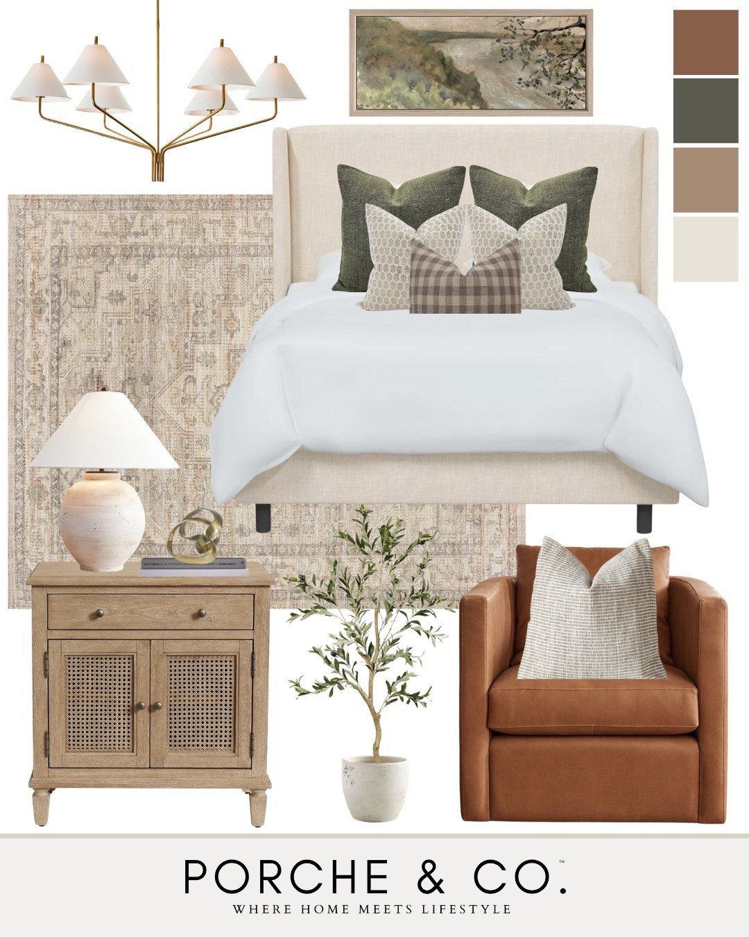 Curated collection, bedroom design, bedroom decor, modern classic design, leather chair, pottery barn style
#visionboard #moodboard #porcheandco

#LTKHome #LTKStyleTip