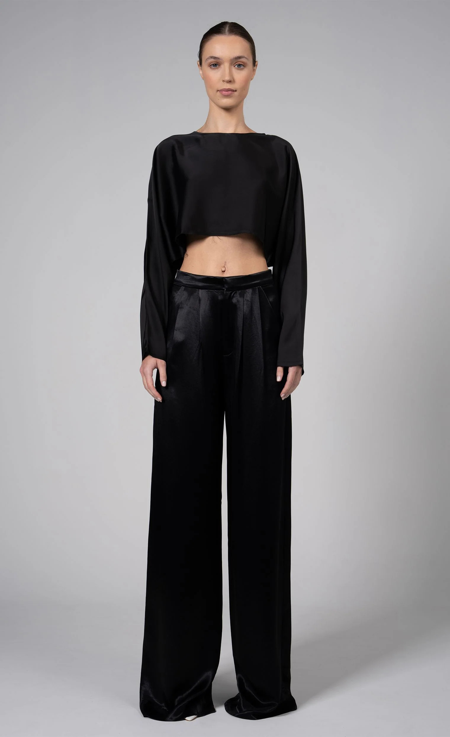 High-waisted, wide-leg pant - Paris Sky Black | Nonchalant Label
