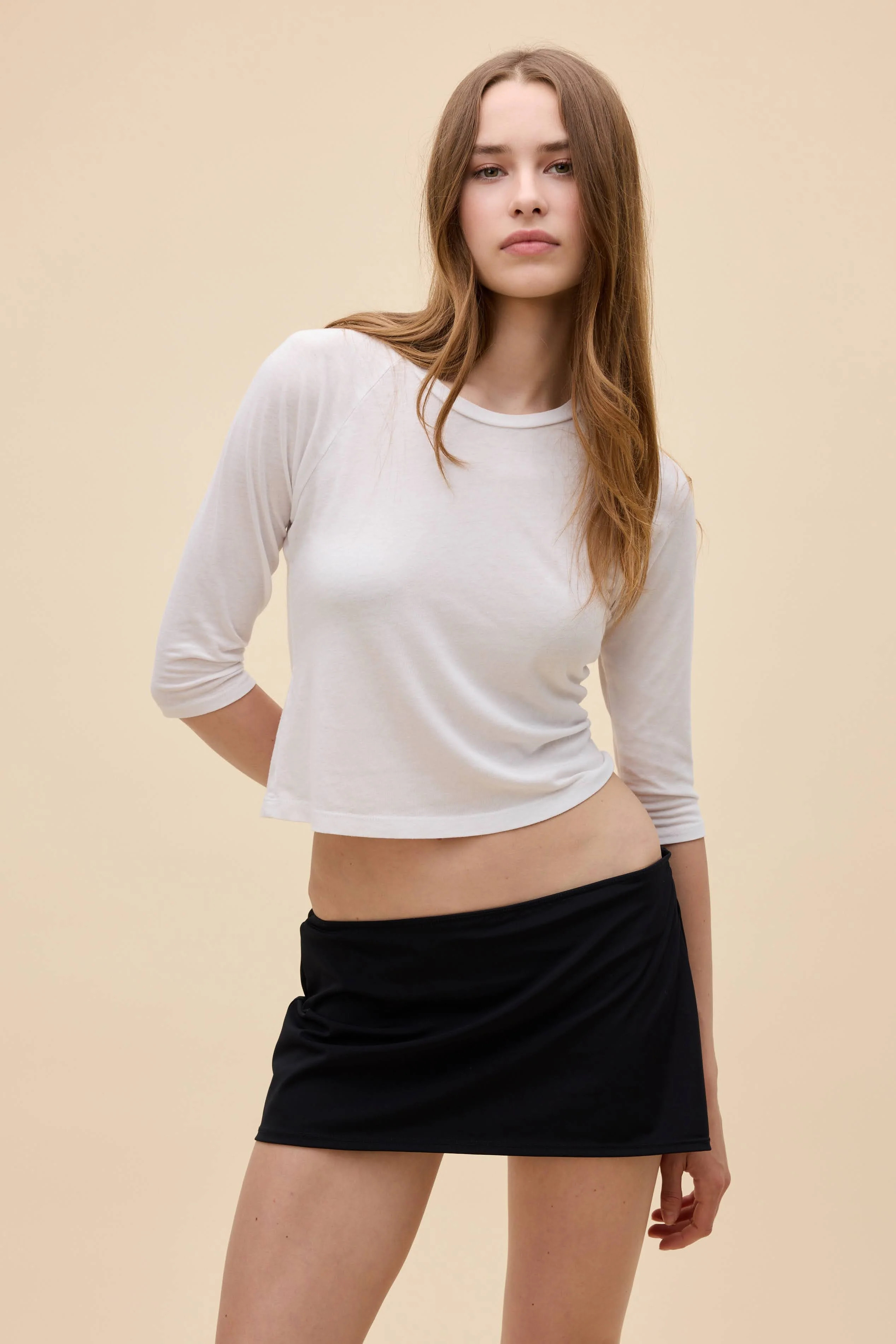 Solid Burnout Raglan Tee in White | Cotton Poly Jersey T-Shirt in Vintage White | Daydreamer