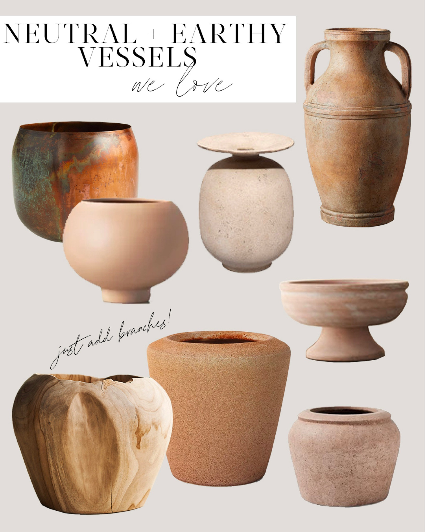 Neutral + Earthy Vessels 

Round up of our favorite neutral tones and earthy vibes vessels. 

Terrain, Arhaus, Pottery Barn, Wayfair, World Market, Anthropologie, Target, West Elm.

#LTKunder100 #LTKstyletip #LTKhome