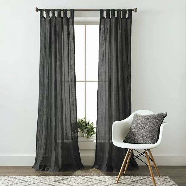 Better Homes & Gardens Arusha Solid Sheer Tab Top Single Curtain Panel, Gold, 50 x 63 - Walmart.c... | Walmart (US)