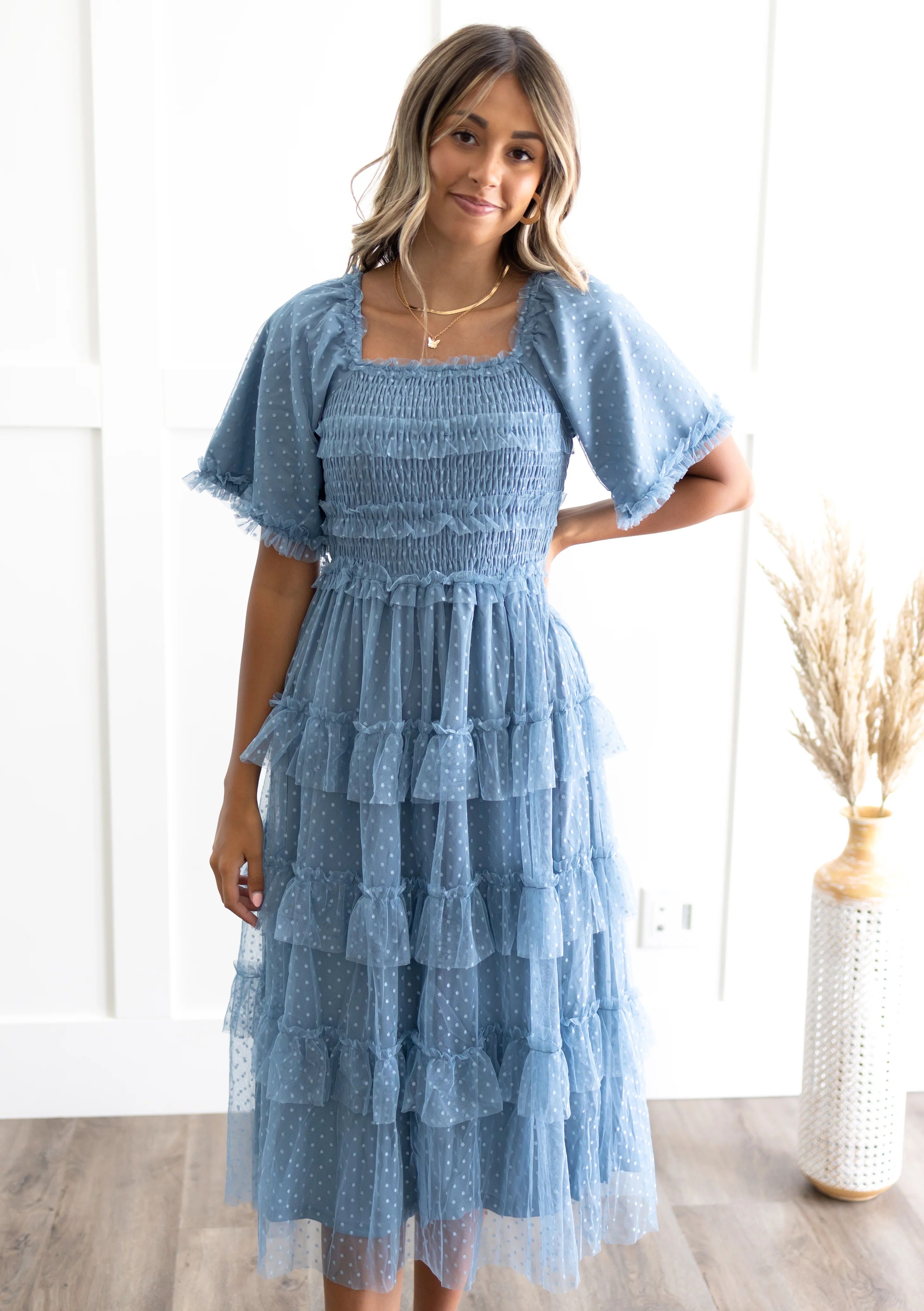 Keziah Dusty Blue Dress | My Sister's Closet Boutique