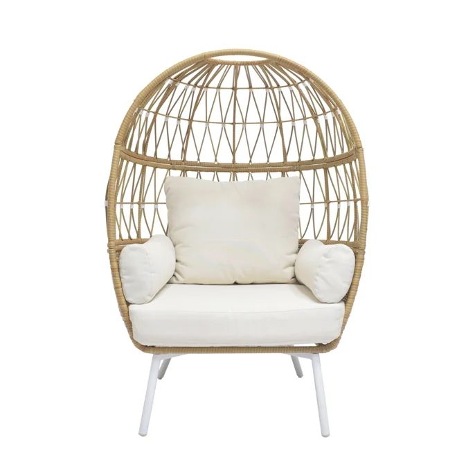 Better Homes and Gardens Lilah Boho Outdoor Stationary Wicker Egg Chair; White - Walmart.com | Walmart (US)