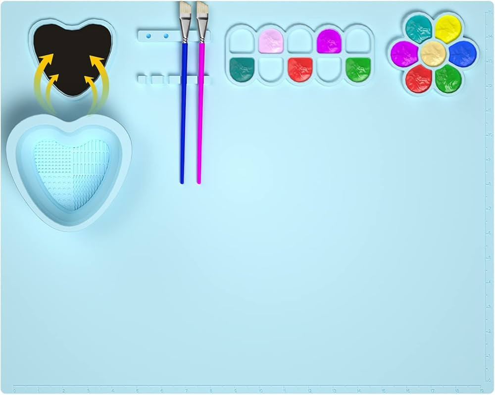 Silicone Craft Mat, 20"x16" Silicone Painting Mat with Cup, Nonstick Silicone Sheet for Resin Jew... | Amazon (US)