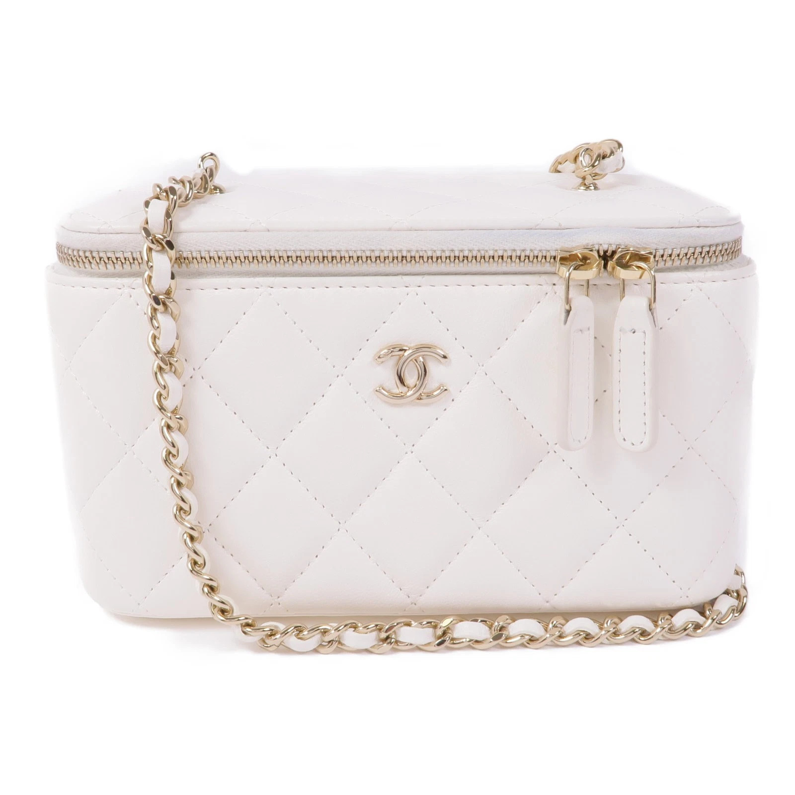 *15%OFF* CHANEL CC GHW Vanity Case Shoulder Bag Lambskin Leather White | eBay | eBay US