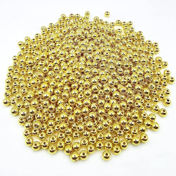 Amaney 500pcs 6mm Smooth Round Beads Gold Spacer Loose Ball Beads for Bracelet Jewelry Making Cra... | Amazon (US)