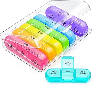 AUVON Weekly Pill Organizer 3 Times a Day, Large 7 Day Pill Box 3 Times a Day with Separate Conta... | Amazon (US)