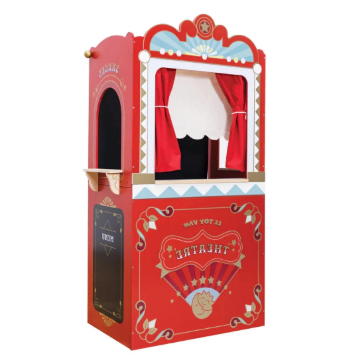 Red Wooden Showtime Puppet Theater For Kids | The Well Appointed House, LLC