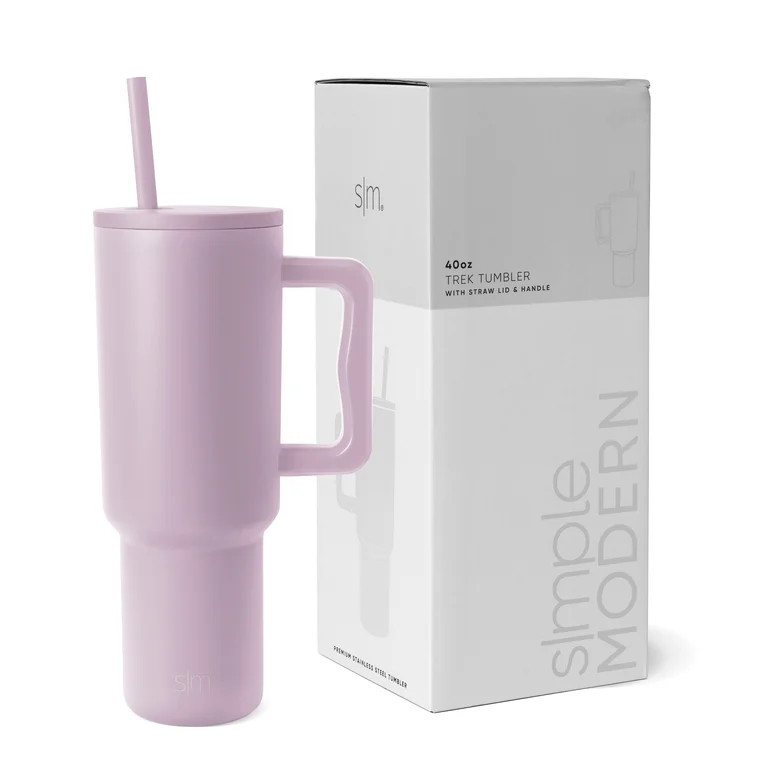 Simple Modern 40 fl oz Insulated Stainless Steel Trek Tumbler with Straw Lid | Lavender Mist | Walmart (US)