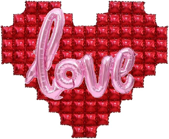 54 inch Red Heart Balloons Backdrop and 42 inch Pink Love Balloons for Valentines Day Birthday We... | Amazon (US)