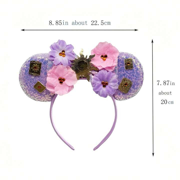 Princess Sunflower Themed Hairband With Glitter Ear Bowknot Head Buckle, For Amusement Park Or Pe... | SHEIN