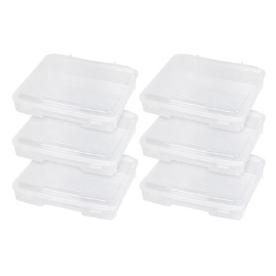 IRIS USA Portable Board Game Organizer Plastic Project Storage Case Box with Snap-Tight Latch, 6-Pack, Fits 8.5" x 11" Papers, Clear | Target