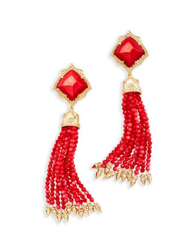 Misha Statement Earrings in Red Pearl | Kendra Scott