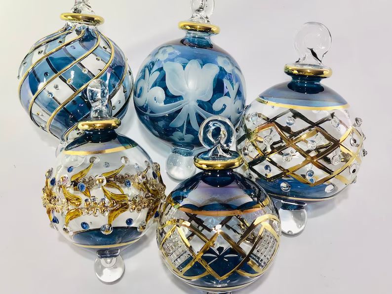 Set of 5 Egyptian Hand Blown Glass Ornaments Decorative by - Etsy UK | Etsy (UK)