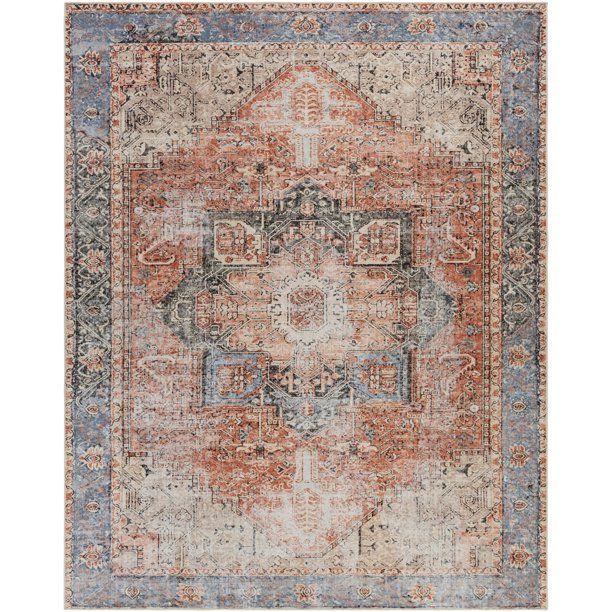 Mark&Day Washable Area Rugs, 8x10 Nora Traditional Brown Tan Ivory Area Rug (7'10" x 10'2") - Wal... | Walmart (US)