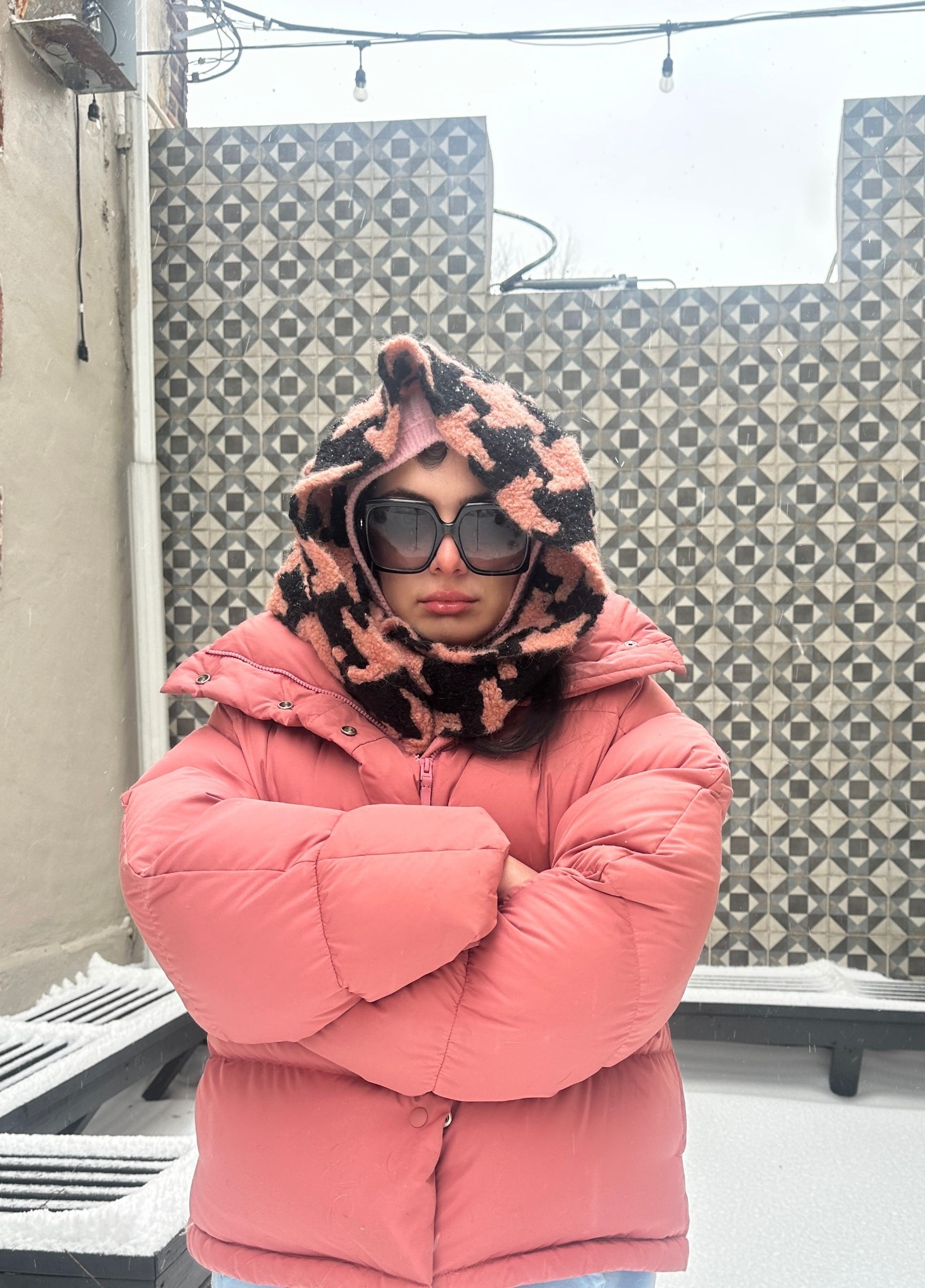 bundled up for winter snow! wearing an acne studios puffer and scarf, anthro balaclava, and gucci sunglasses 

#LTKSeasonal #LTKootd