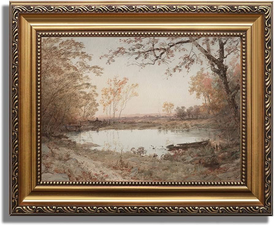 KBKBART Vintage Framed Wall Art for Living Room, French Country Decor Retro Rivers Muted Autumn P... | Amazon (US)