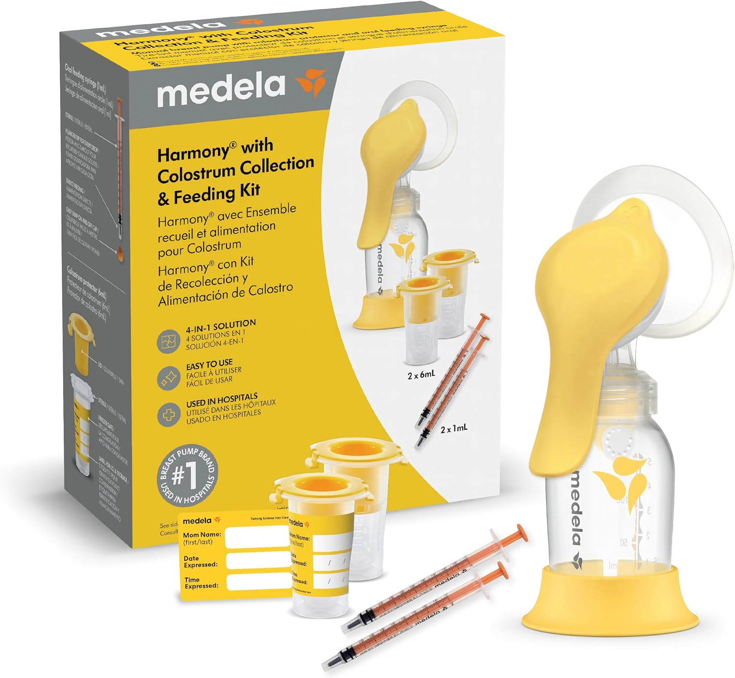 Medela Harmony Manual Breast Pump with Colostrum Collection and Feeding Kit, 4-in-1 Solution, Collect, Store, Feed, and Pump, Includes Colostrum Collectors and Feeding Syringes | Amazon (US)