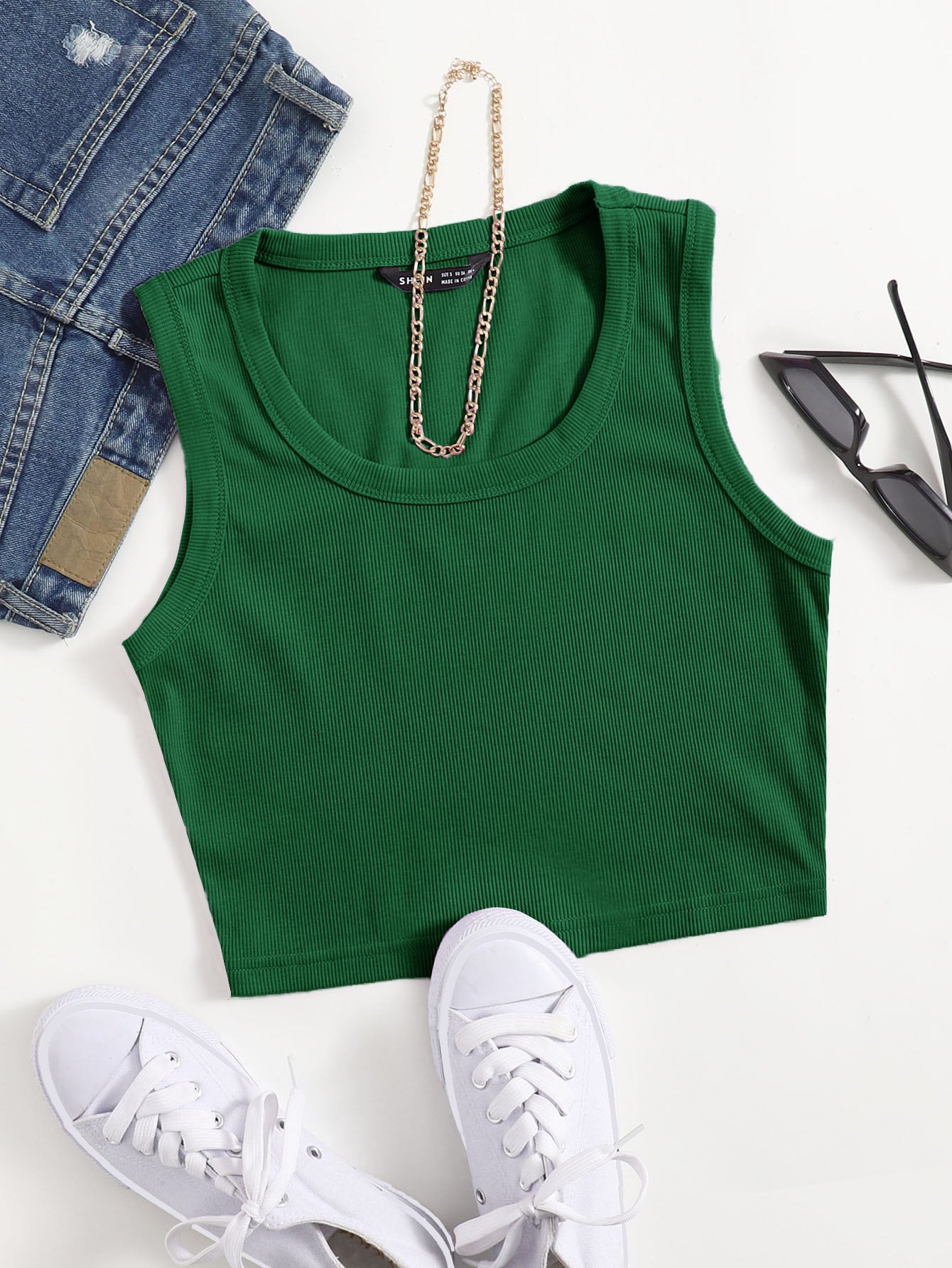 SHEIN Scoop Neck Solid Tank Top | SHEIN