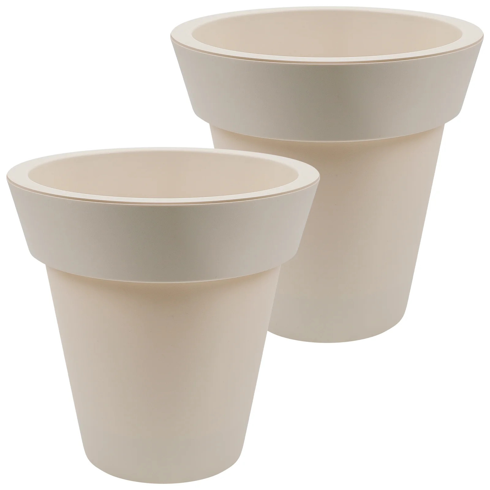 Worth Garden 12 Inch Round Planter Indoor Outdoor Set of 2 Beige Plastic Flower Pot for Plants Mo... | Walmart (US)