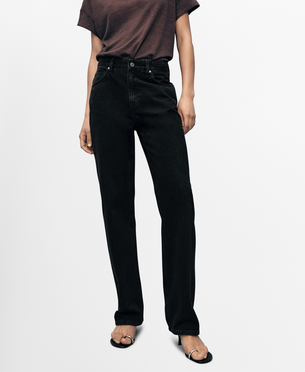 Mango Women's Matilda High-Rise Straight Jeans - Black denim | Macy's