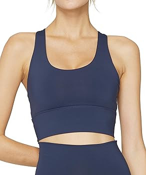 Sports Bras for Women(XS-2X) Medium Impact Longline Yoga Workout Bra - Running Gym Activewear | Amazon (US)