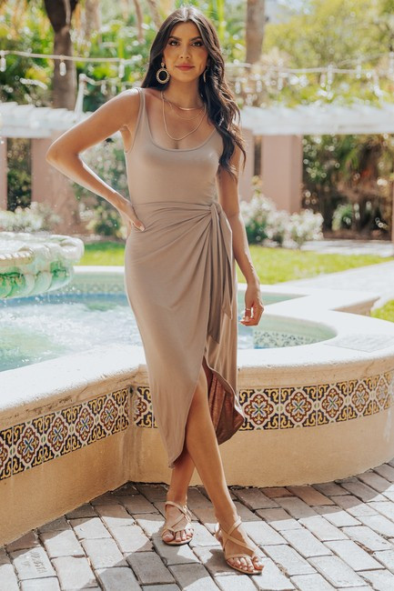 Soft & Sleeveless Mocha Wrap Dress | Magnolia Boutique