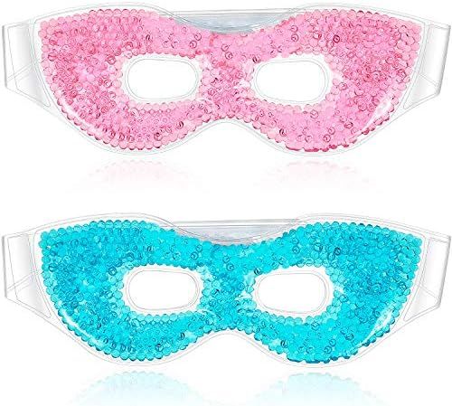 2 Pieces Gel Bead Eye Mask, Hot/ Cold Sleep Eye Mask Pink and Blue Reusable Gel Frozen Eye Mask Eye  | Amazon (US)