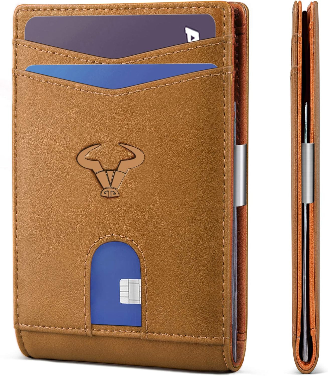 Slim Wallet Men,BULLIANT Leather Wallet Front Pocket Card Holders for Men 3"X4.3",11Cards+Money C... | Amazon (US)