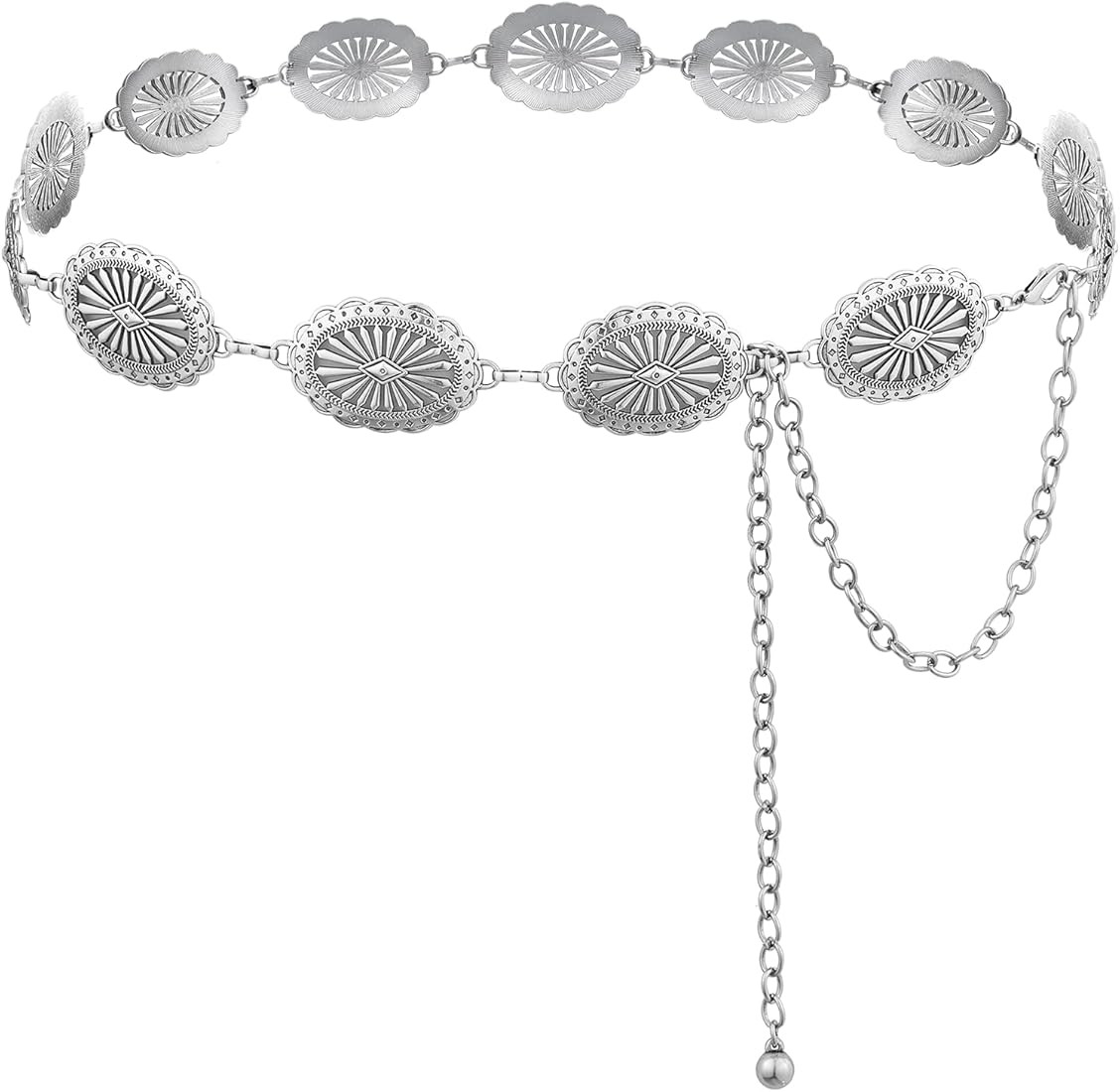 BOMAI Women Western Oval Concho Chain Belt Adjustable Turquoise Metal Waist Chain Belt for Jeans ... | Amazon (US)