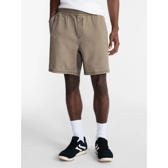 No Boundaries Denim Shorts with Elastic Waist, 100% Cotton, 7" Inseam, Men's XS-5XL | Walmart (US)