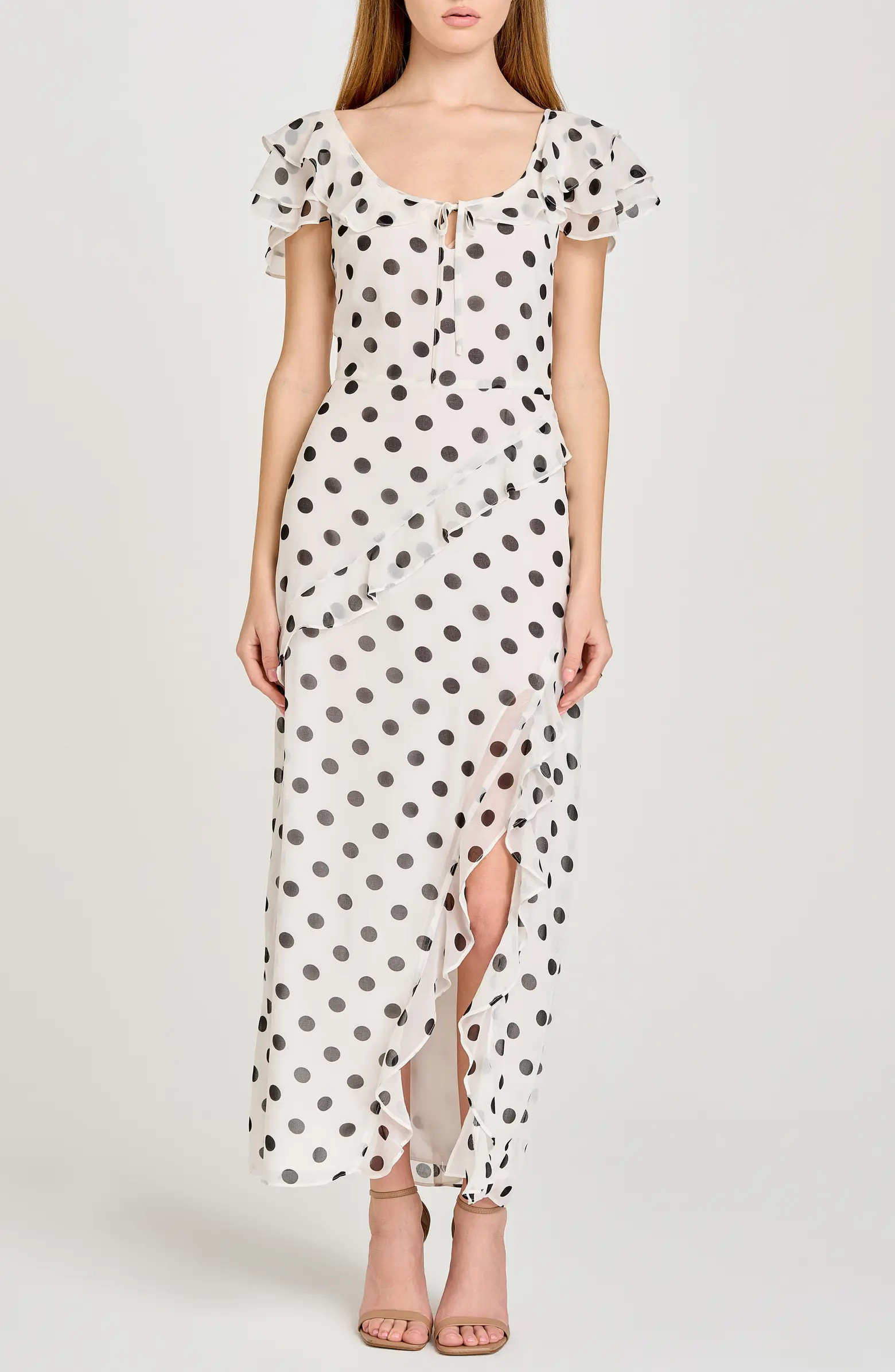 WAYF Violetta Polka Dot Ruffle Sleeve Dress | Nordstrom | Nordstrom