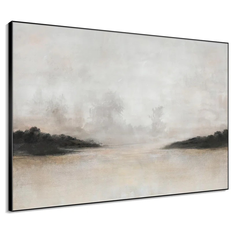 Misty Minimalist Nature Landscape Illustrations Extra Large Framed Wall Art Print Decor | Wayfair North America