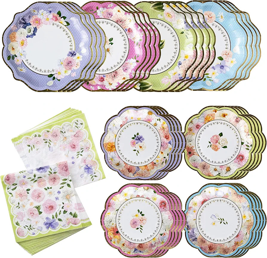 Kate Aspen Tea Party Decorations, Colorful Pastel Plates And Napkins Garden Party Supplies for Ad... | Amazon (US)