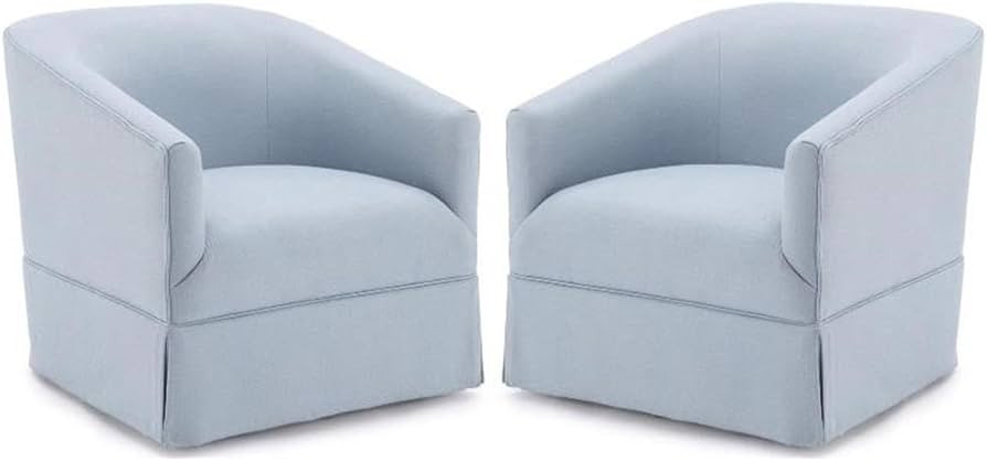 Home Square Polyester Fabric Swivel Accent Chair in Sky Blue - Set of 2 | Amazon (US)