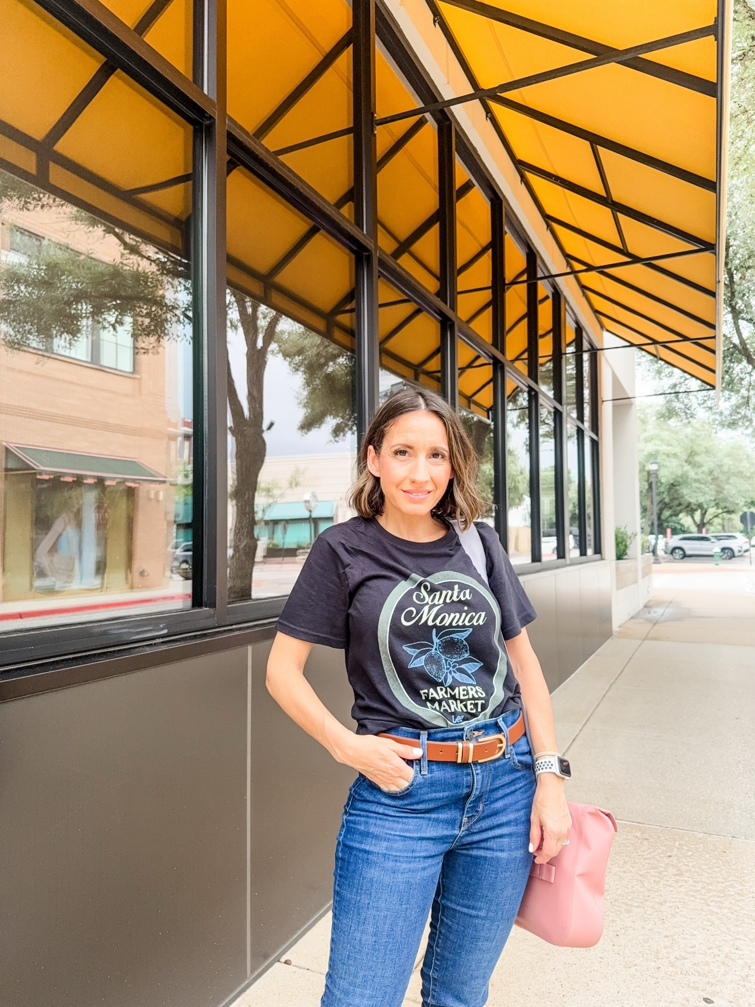 Casual style for lunch plans and hair appointment. 
Cute black graphic tshirt with dark wash mid rise Levi’s jeans. 
Both run true to size.
Petite style 
Petite

#LTKootd #LTKPetite #LTKOver40