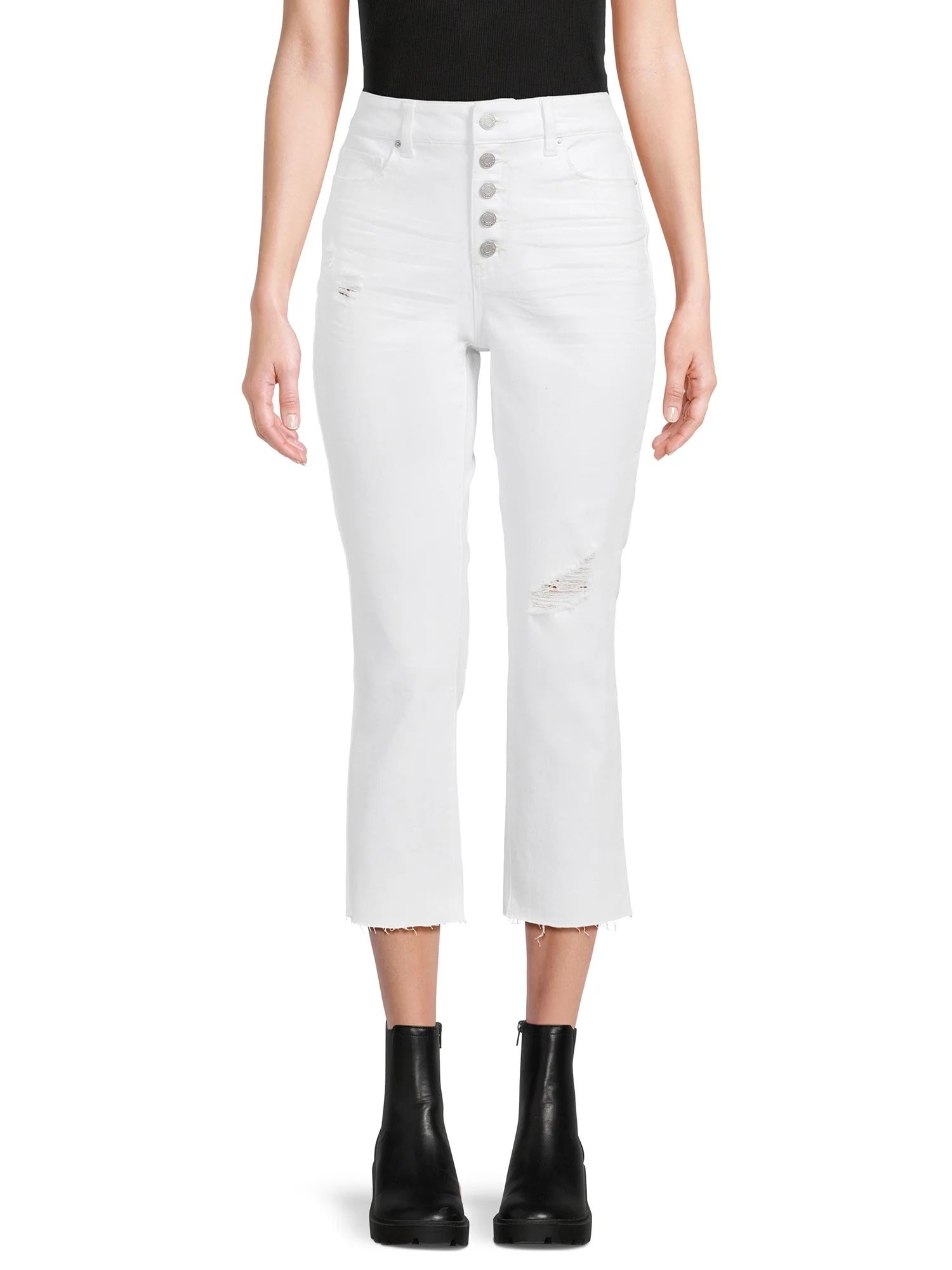 Time and Tru Women's High Rise Straight Crop Jeans, 25” Inseam, Sizes 2-37 - Walmart.com | Walmart (US)