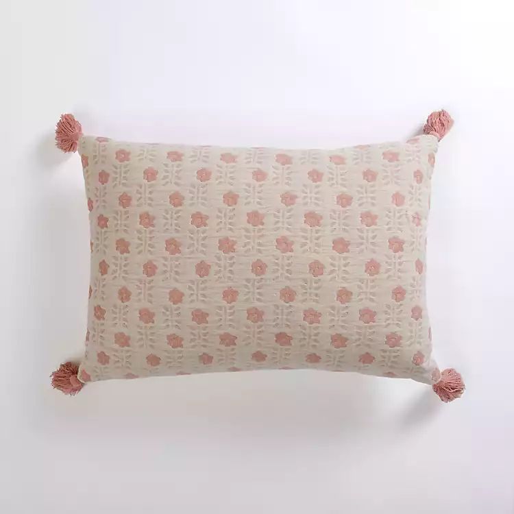 New! Pink Blooms Gauze Lumbar Pillow | Kirkland's Home