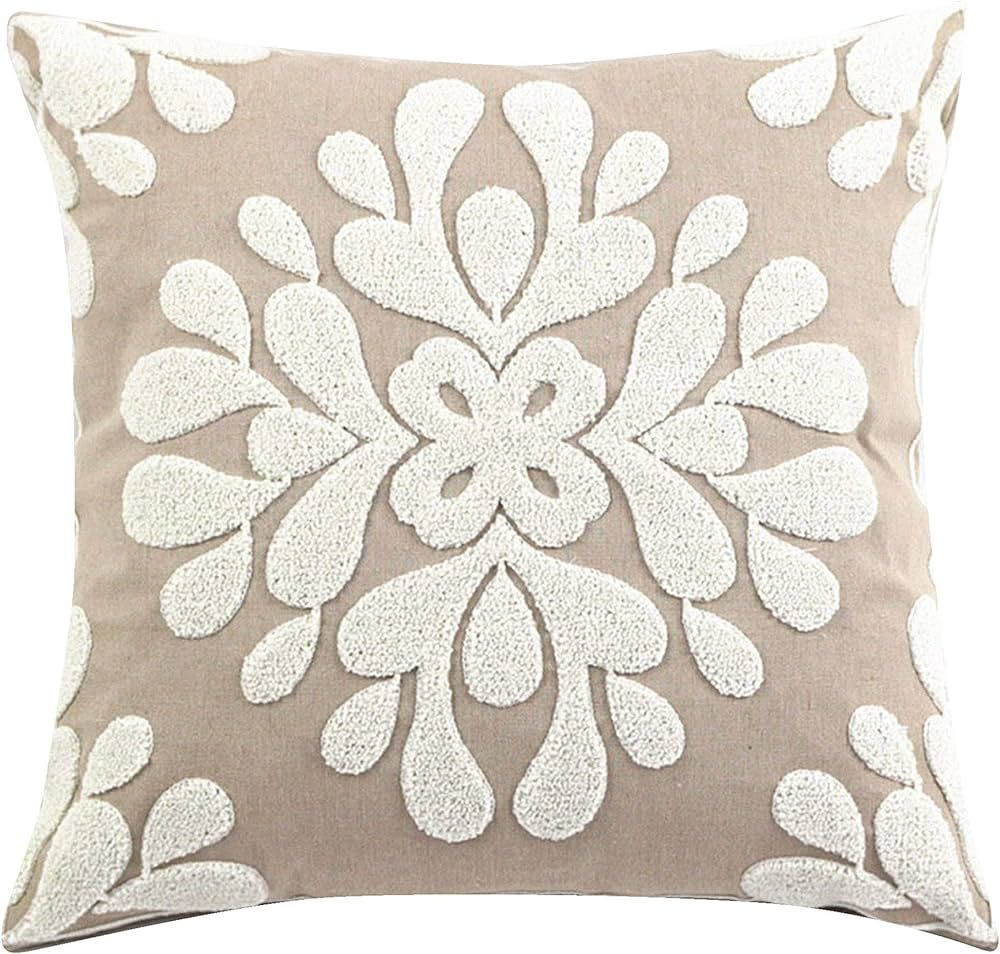 WOMHOPE Pack of 1 Christmas Pillow Covers Embroidery Sleigh Snowflakes Winter Decorative Square C... | Amazon (US)