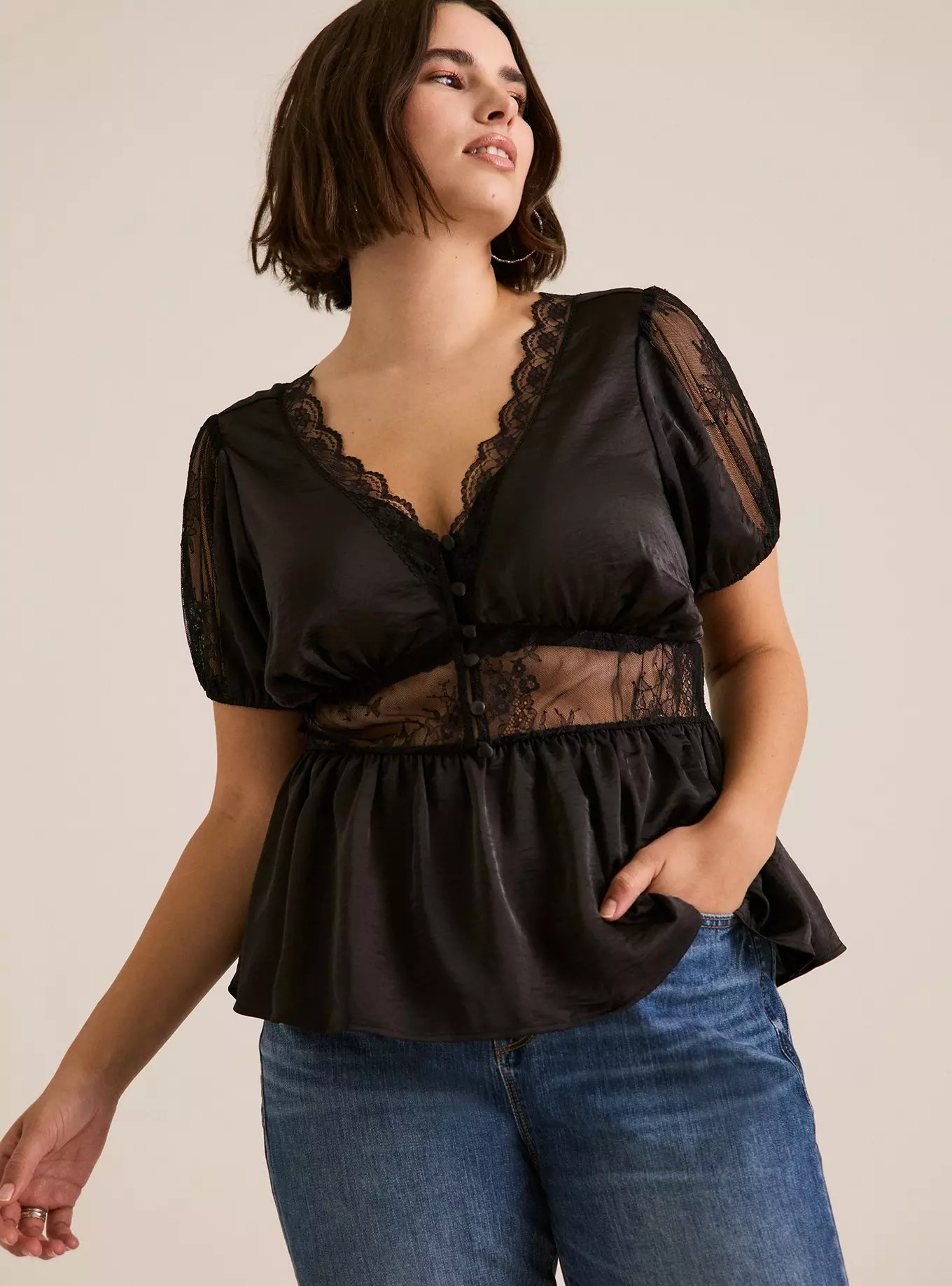 Festi Lace Inset Peplum Top | Torrid (US & Canada)