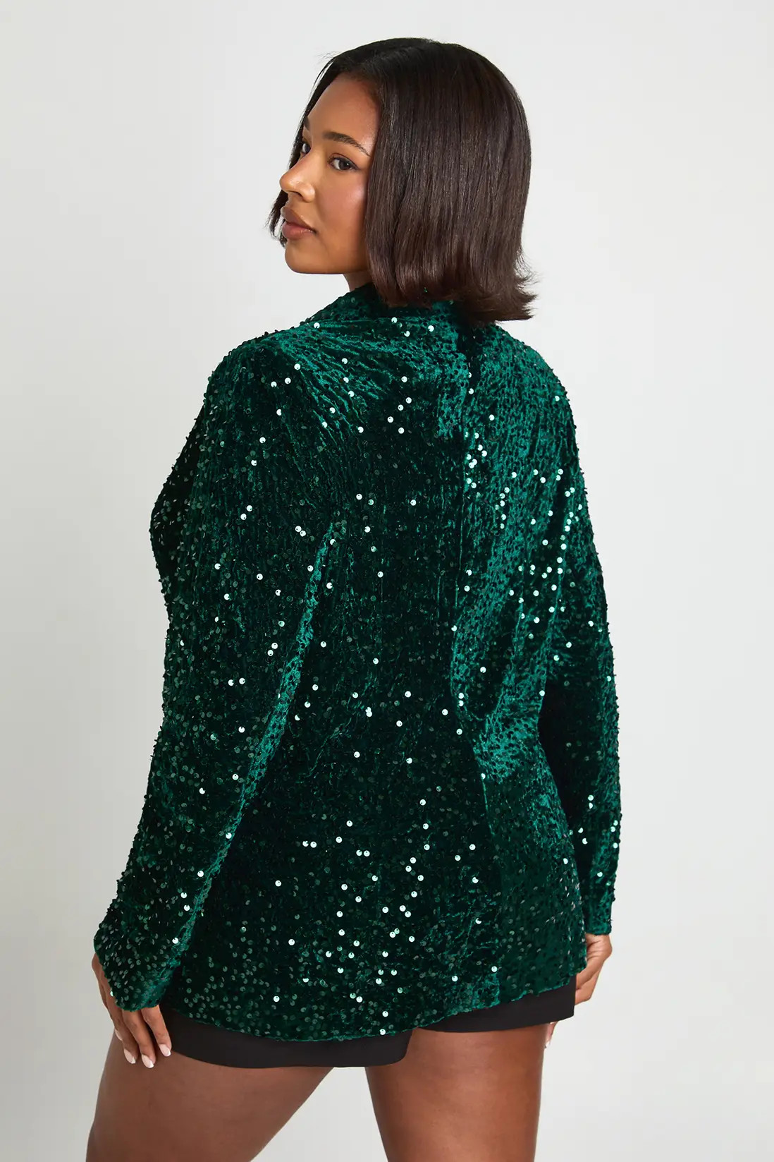 Jackets & Coats | Plus Velvet Sequin Blazer | boohoo | Debenhams UK