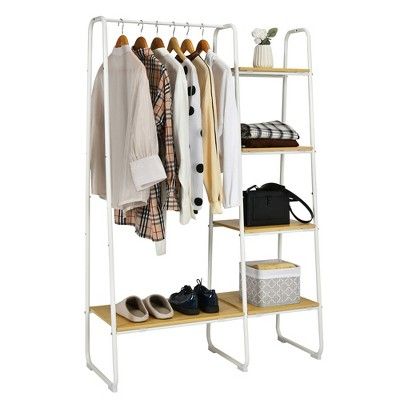 Cosway Metal Garment Rack Free Standing Closet Organizer w/5 Shelves Hanging Bar | Target