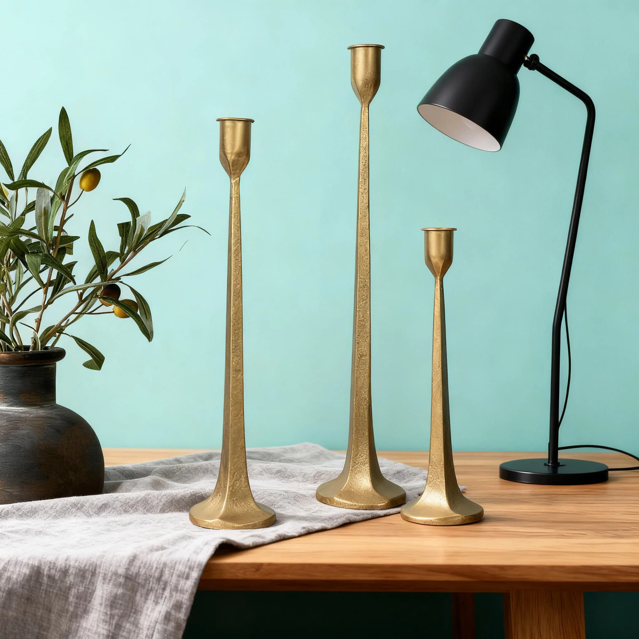 Wrought Iron Taper Candle Holder Set Of 3, Tall Decorative Candle Stand For Wedding Centerpiece, ... | Wayfair North America