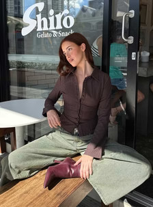 Anni Pinstripe Shirt Brown | Princess Polly US