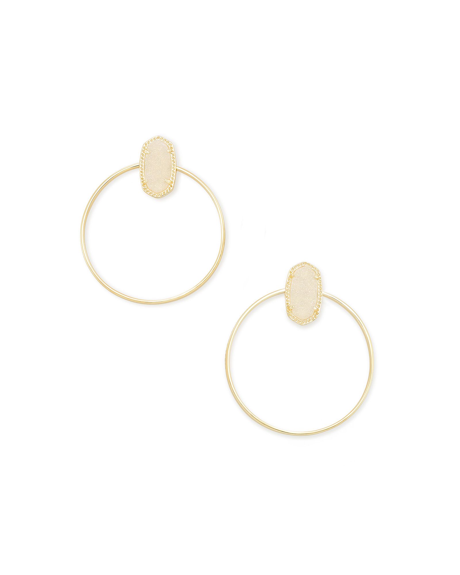 Mayra Gold Hoop Earrings in Iridescent Drusy | Kendra Scott