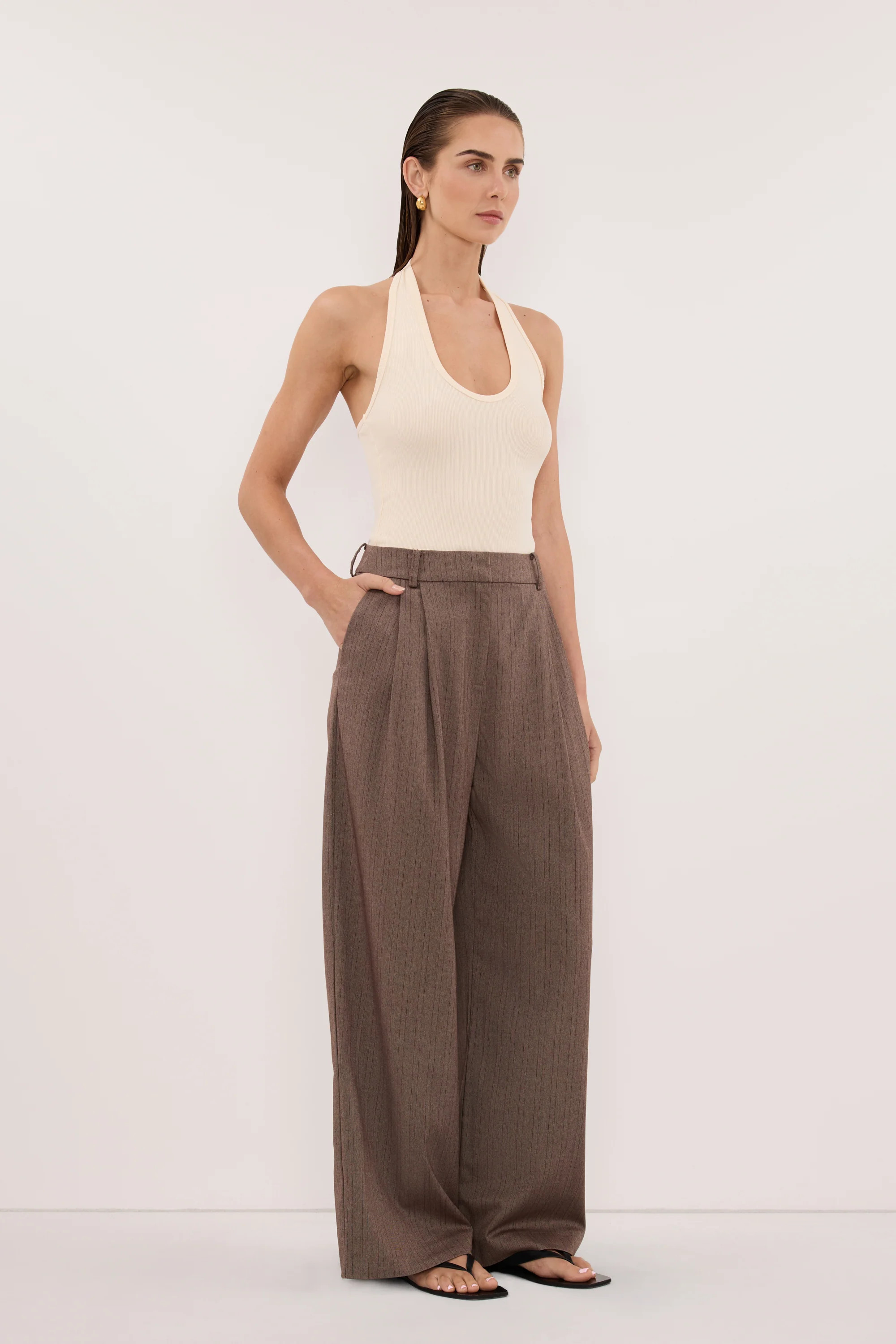 HAILEY CHOC STRIPE RELAXED PANT | DISSH