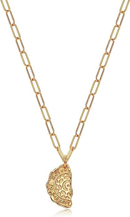 Mevecco Dainty Karma Circle Necklace 18K Gold Filled Simple Unique Charm Oval Paperclip Link Chai... | Amazon (US)