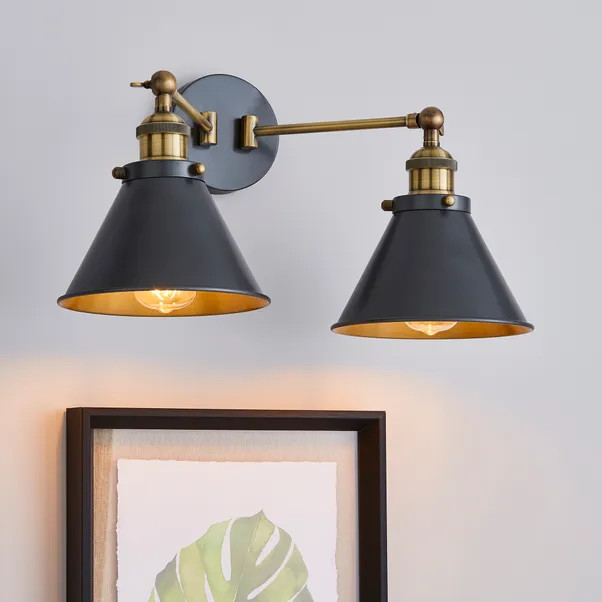 Logan Dual Wall Light Grey | Dunelm (migrated)